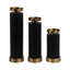 Set Of 3 9/12/15" Hibbing Black And Gold Candlesticks