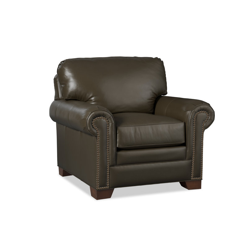 Fauteuil Copola en cuir véritable de 104,14 cm de large, Cuir véritable brun