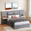 Lit plateforme tapissier avec deux coussins de chevet, tablettes de rangement, deux prises et USB-1498243145-1498243147