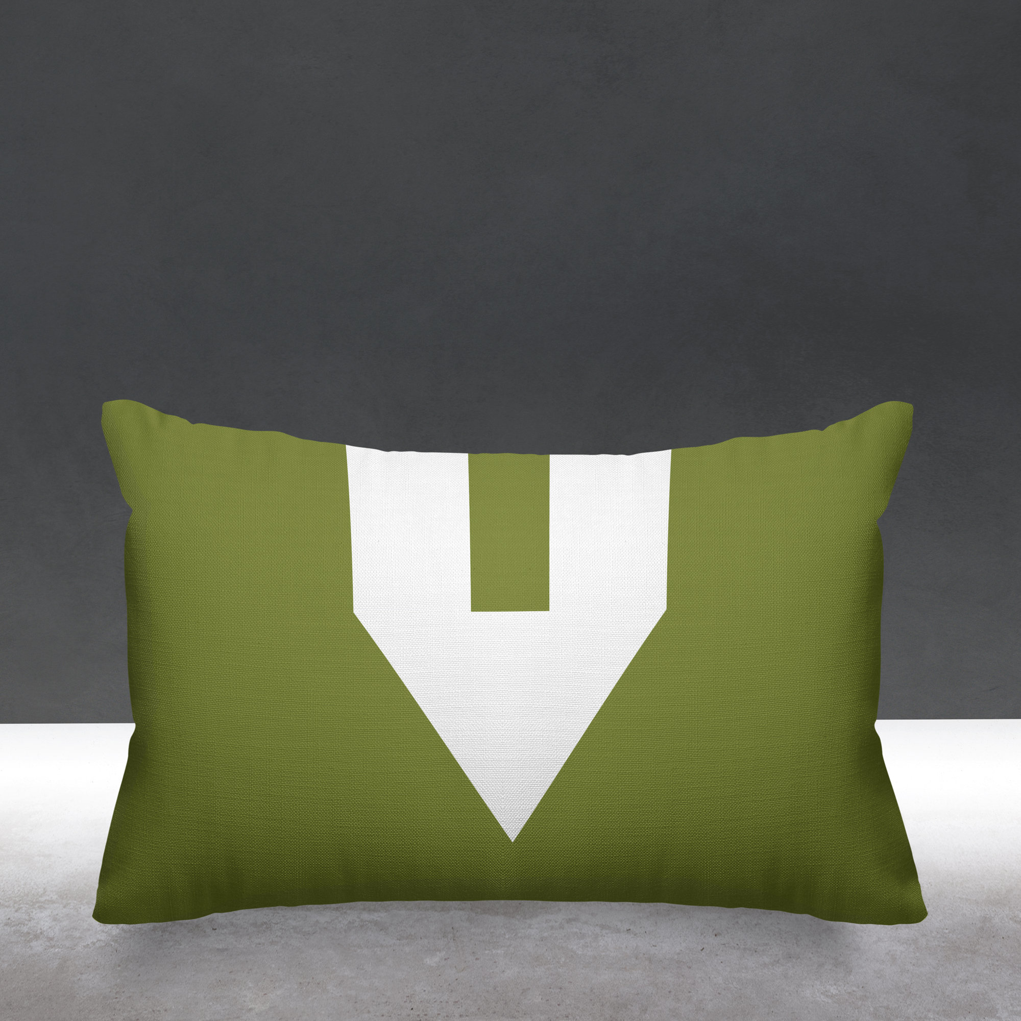 Luella Geometric Indoor/Outdoor Lumbar Throw Pillow, Olive Green