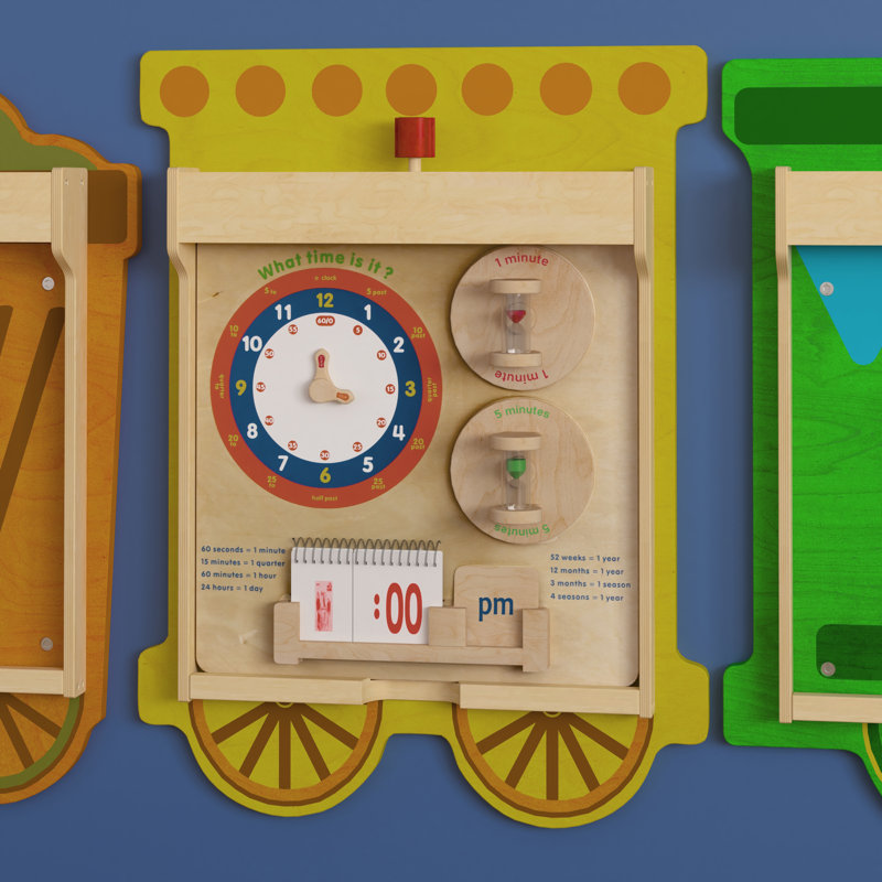Bright Beginnings Commercial Grade Wooden Telling Time STEAM Wall Accessory Board