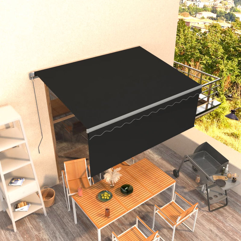 Dakota Fields 300cm W x 250cm D Fabric Cover Retractable Patio Awning, Anthracite