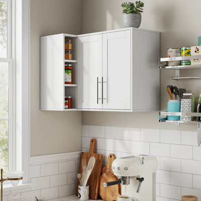 Armoire de cuisine en L à 2 portes, 3 tablettes pour la cuisine, la salle de bain et la salle à manger
