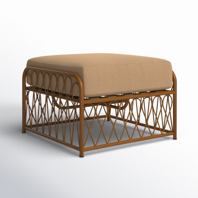 Cane Outdoor Ottoman with Cushion