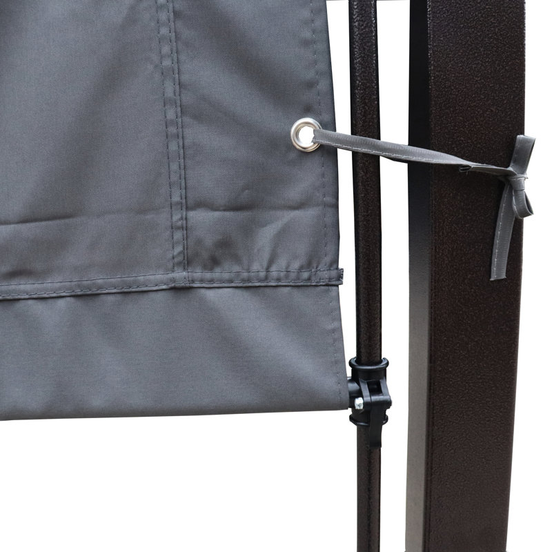 Housse de remplacement universelle pour auvent pour pergola extérieure incurvée de 12 pi x 9 pi - gris. Tissu avec protection, hydrofuge et propriétés de décoloration. Deux abat-jours rétractables. Assemblage simple. Convient à la structure.