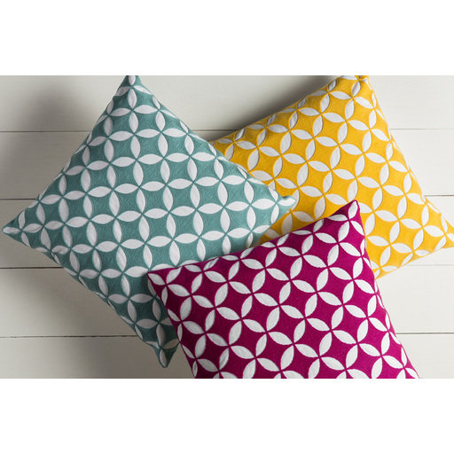 Toccoa Geometric Cotton Throw Pillow, 20" H x 20" W x 4" D, Lime/Ivory