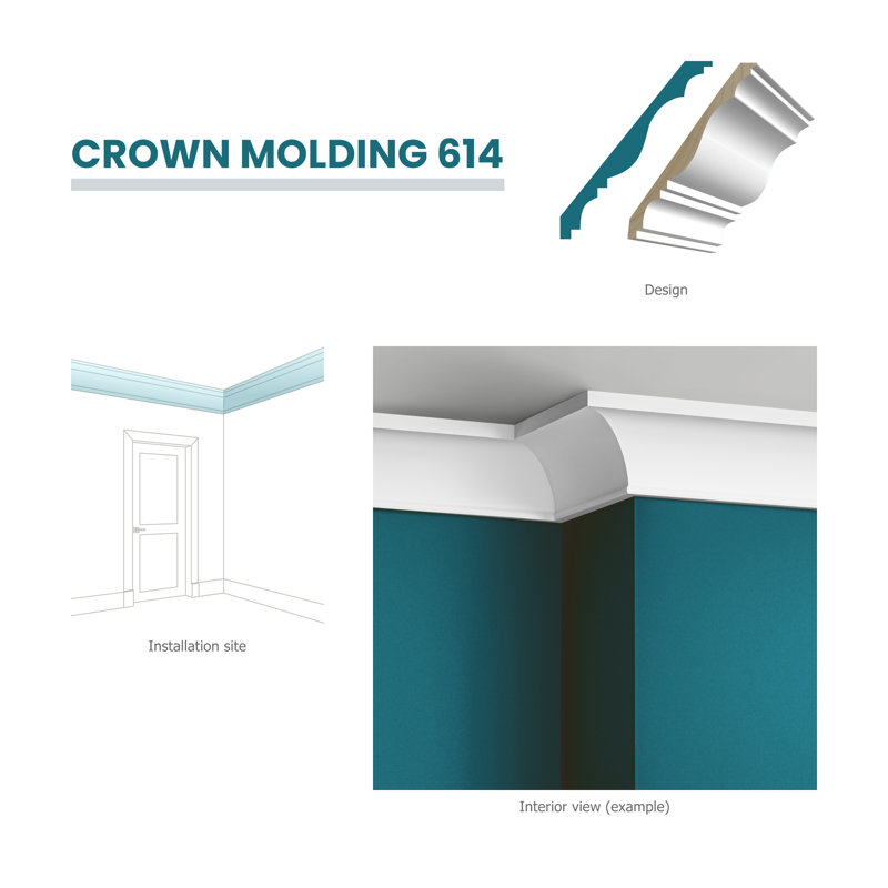 Rmc M61 9/16 In.d X 5 1/4 In. W X 96 In. L Primed Finger-Joined Pine Crown Moulding 5-Pcs 40 Ft Total