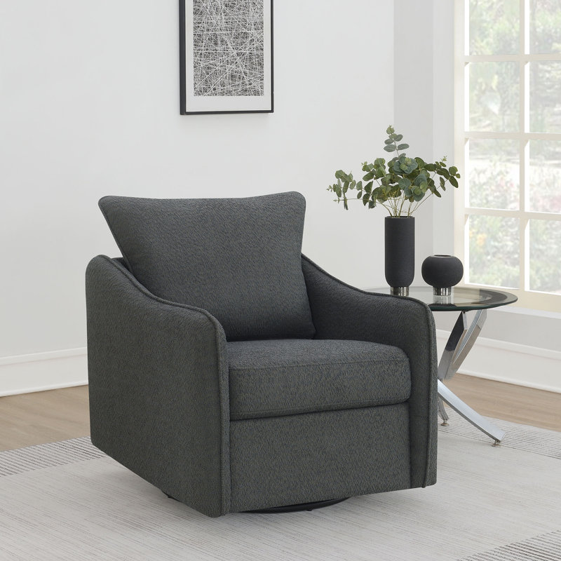 Fauteuil pivotant rembourré gris anthracite Nikko, Gris anthracite