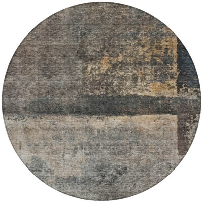 Tapis rond noir et beige 8 po