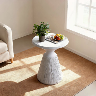 Tables de bout d'extérieur en ciment pour patio, table d'appoint de jardin, petite table d'appoint ronde moderne pour l'extérieur, tabouret de jardin en souche d'arbre pour l'intérieur et l'extérieur