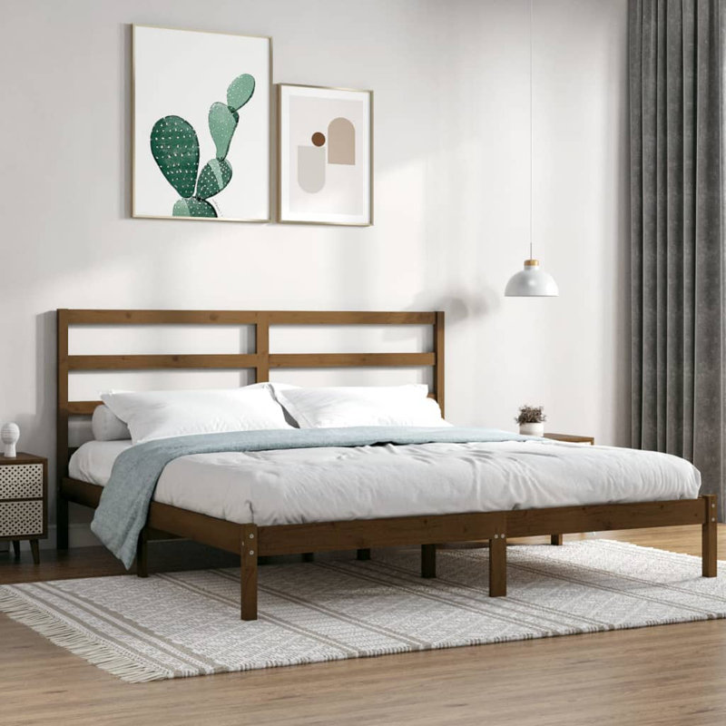 Neuman Solid Wood Bed, Honey Brown, 200 x 200cm