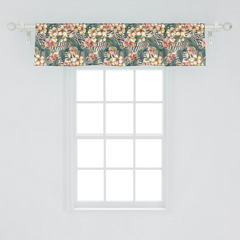 Tropical Floral Multicolor Satin Rod Pocket Valance, 42" x 12"