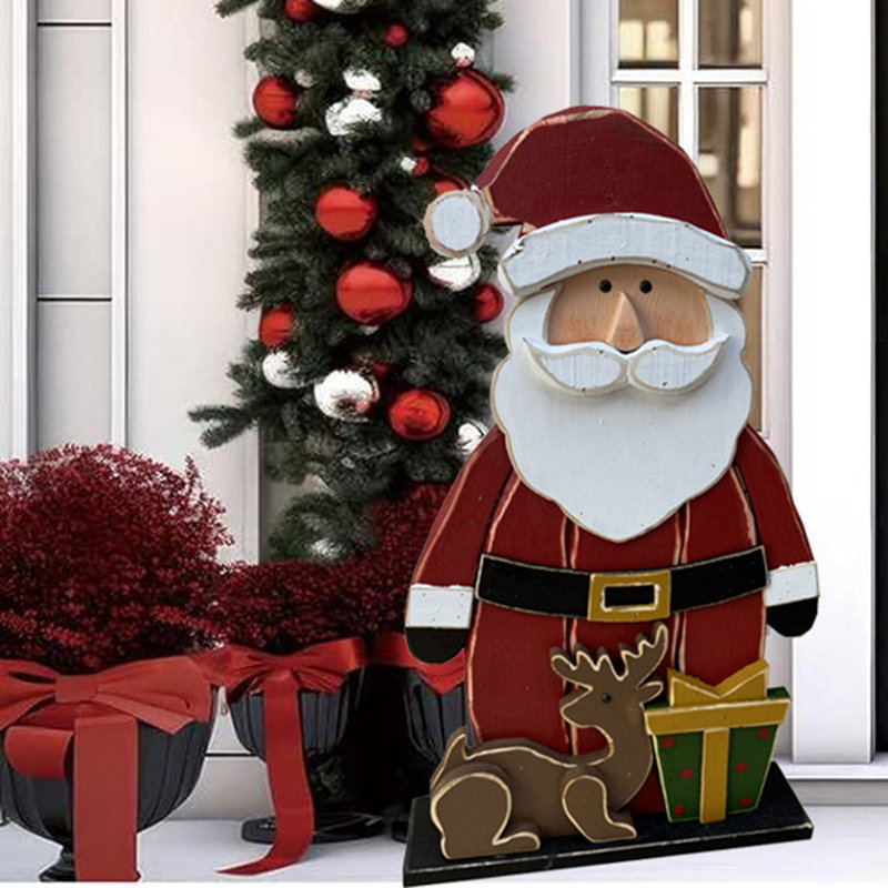 Décoration de Noël 30 pouces Père Noël avec renne intérieur et extérieur