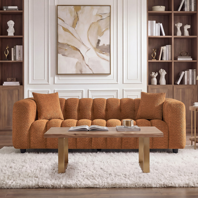 90.55'' Upholstered Sofa For Living Room, Curry