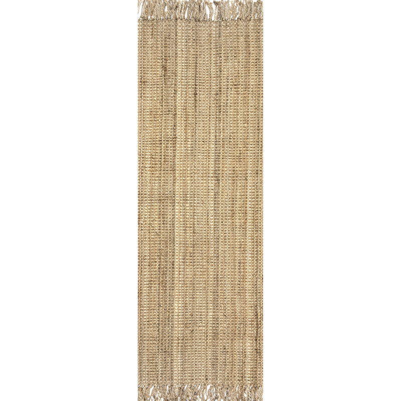 Isalena Handmade Flatweave Farmhouse Jute Area Rug in Natural, Runner 2'6" x 12'