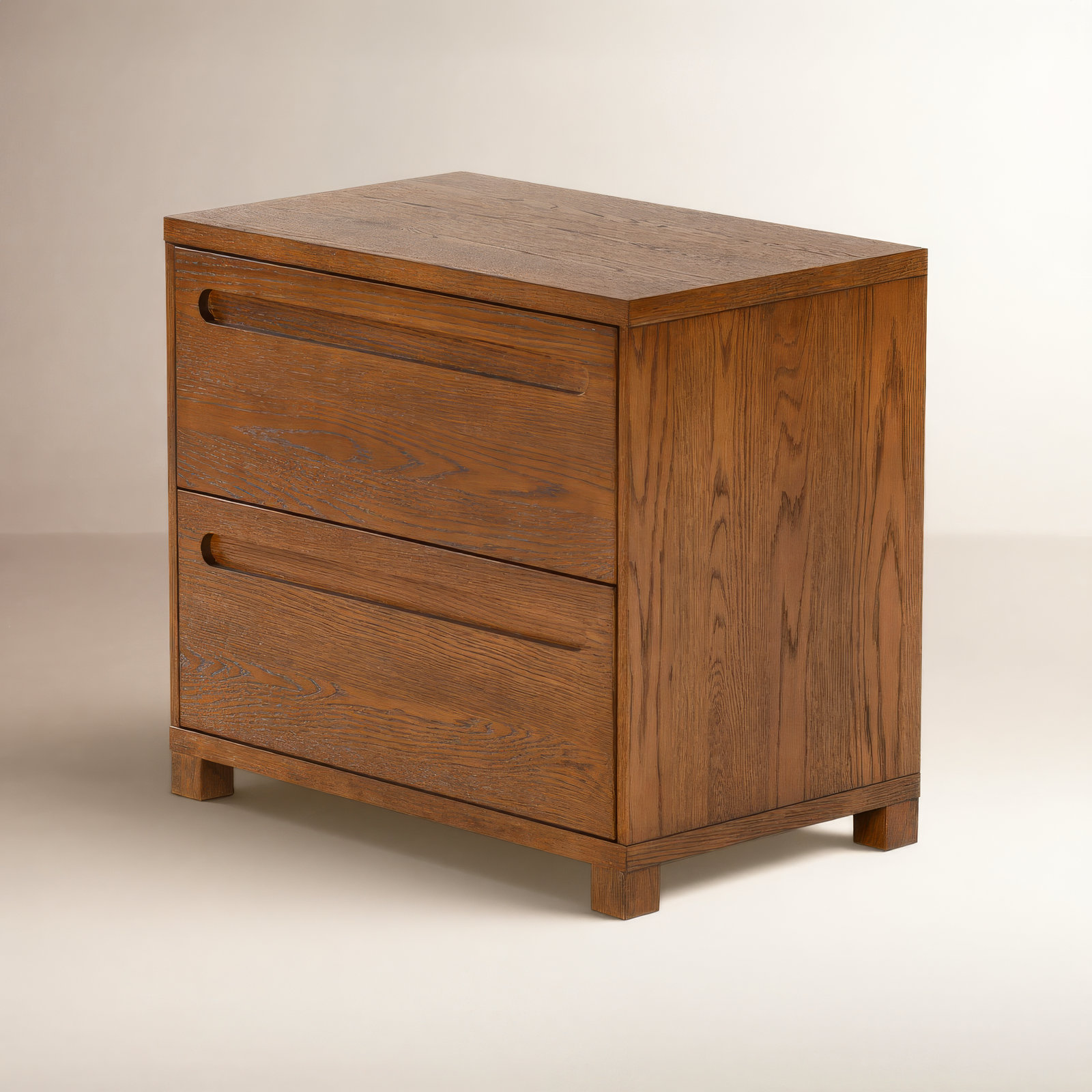 Lesheka 2 Drawer Wood Nightstand, Medium Oak