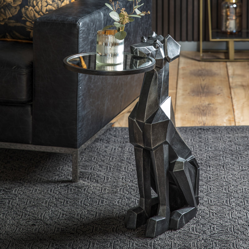 Abas Glass Top Figurine End Table
