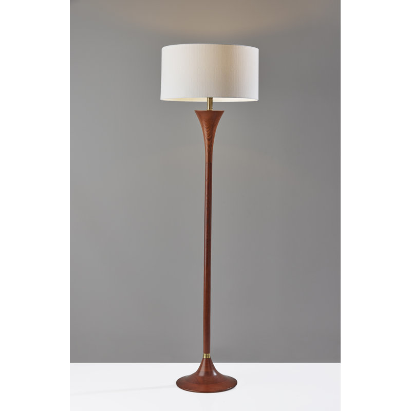 Lampe sur pied 60 po Remmy, Noyer/laiton antique