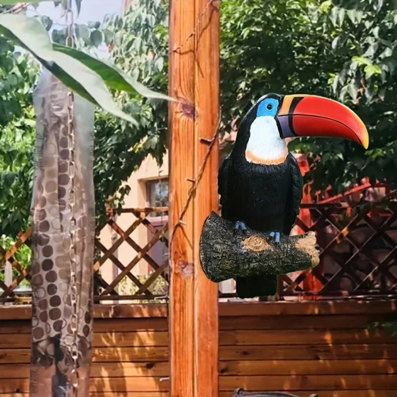 Toucan Garden Sculpture Colorful Tree, Yellow