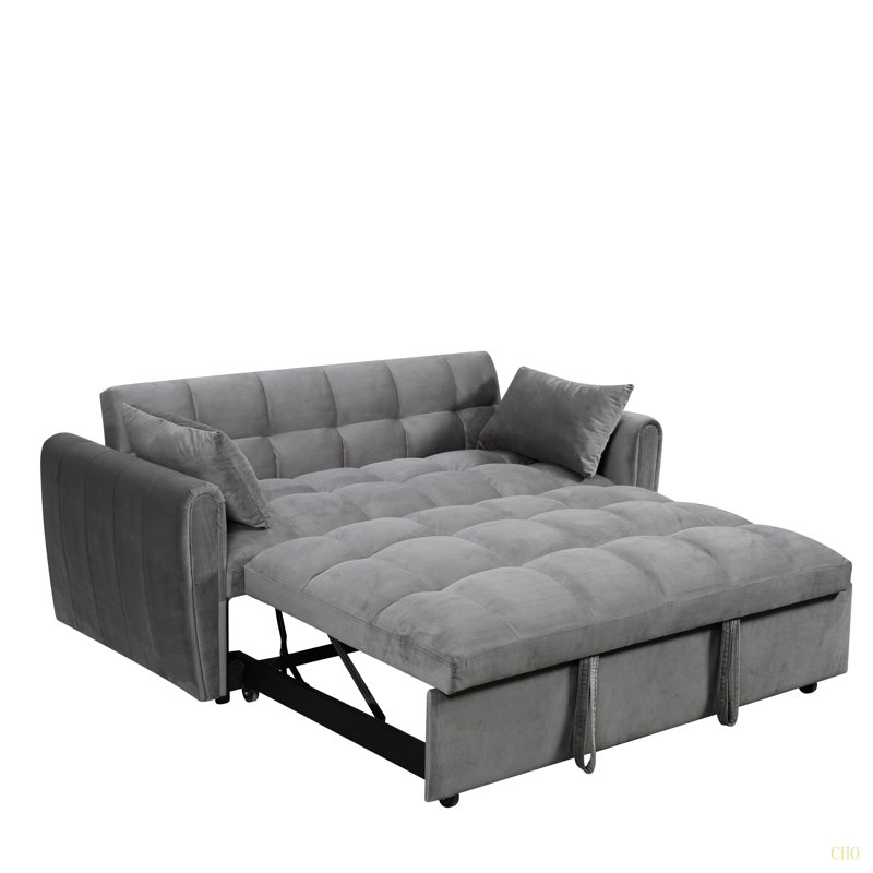 Canapé-lit pliable 65 po 3-en-1 de grande taille, canapé-lit double en velours moderne, canapé-lit avec dossier et coussins réglables, convient au salon et à la chambre à coucher
