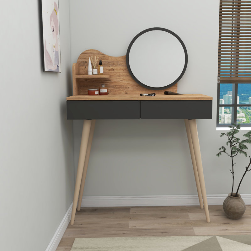Dressing Table with Mirror Jennifer, Atlantic Pine/Anthracite