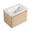 Ensemble de meuble-lavabo mural 28 po avec lavabo en céramique blanche et 1 porte à fermeture en douceur, contreplaqué, chêne blanc-129437886
