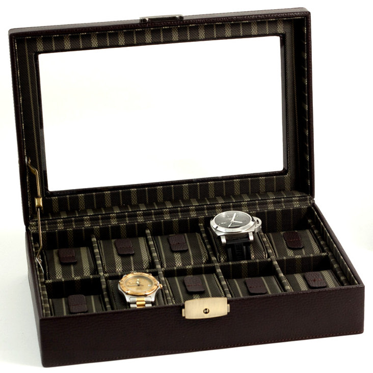 Leather Watch Box + Locking, Brown