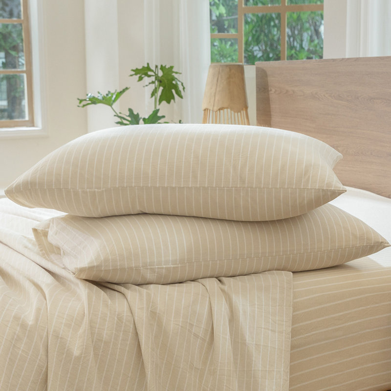MooMee Pillowcases 100% Washed Cotton Linen Like Textured Breathable Soft,  King (20" x 36")