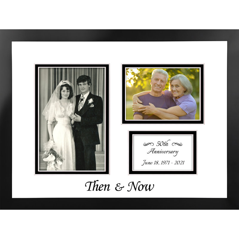 Folkeste Then and Now Anniversary Picture Frame, Black