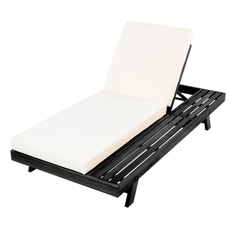 Méridienne réglable en bois pour l'extérieur avec coussin crème, 4 inclinables, courbe ergonomique, méridienne, 4 pouces d'épaisseur, conception respirante, utilisation