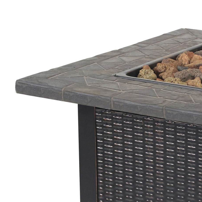 Black and Brown Steel Outdoor Gas Fire Pit Table