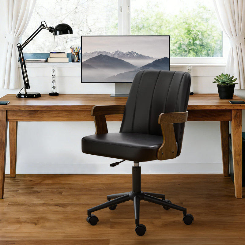 360° Rotating Medieval-Style Modern Office Chair, Black