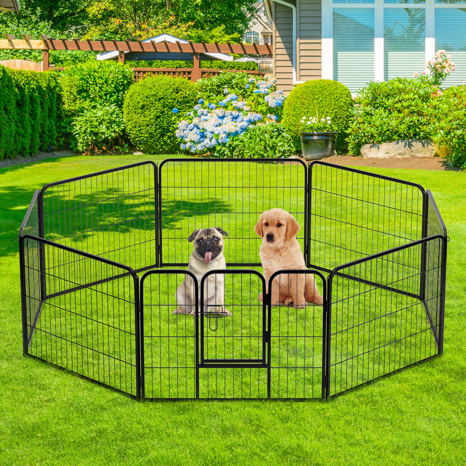 FDW Dog Playpen Indoor 4 Panels Dog Pen For Medium And Large Dogs ... - Large Dog Playpen Furniture With Wide Openings