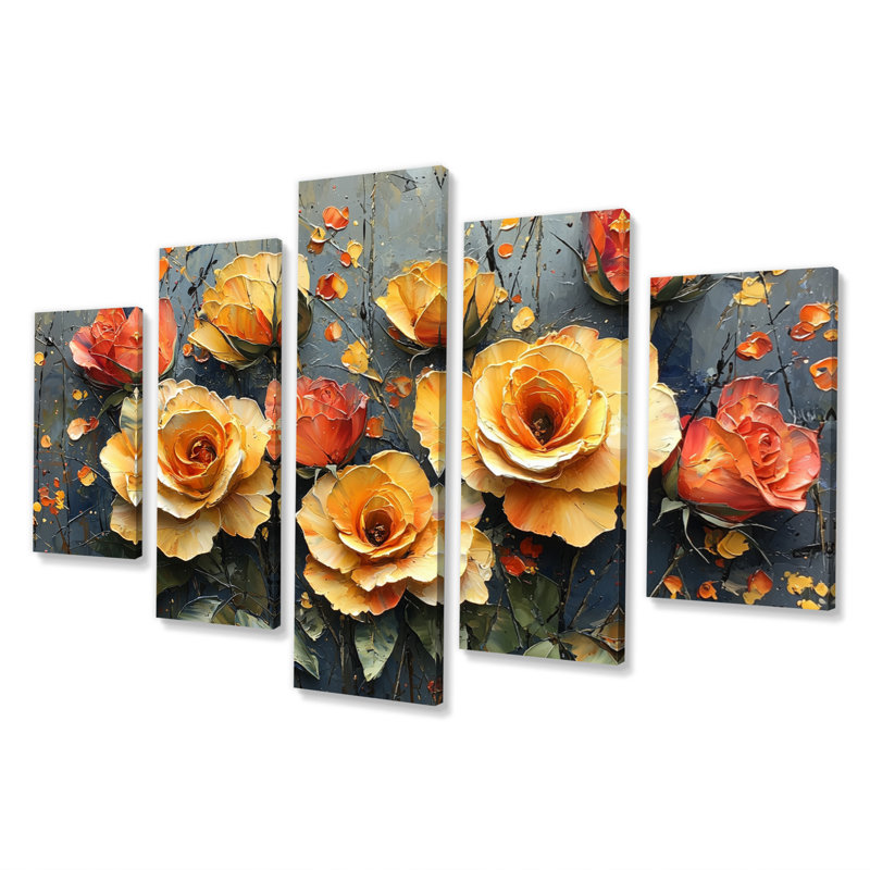 Aquarelle, pétales de rose dans le vent - roses, art mural - ensemble d'art mural moderne diamant