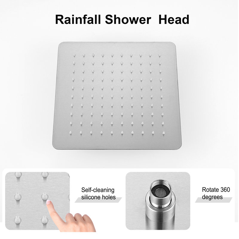10 Inch Shower Head Bathroom Luxury Rain Mixer Shower Complete Combo Set Wall Mounted, Brushed Nickel