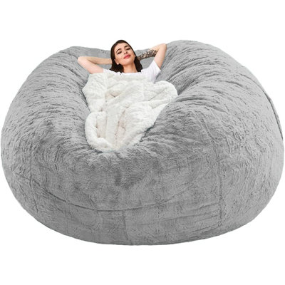 Housse de pouf souple, très grande housse confortable pour canapé paresseux, gris pâle, sans rembourrage