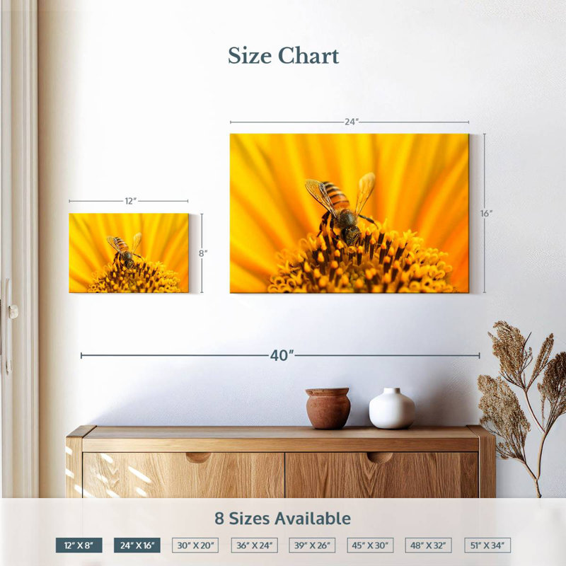 Harnek tournesol avec abeille, H 16 po x l 24 po