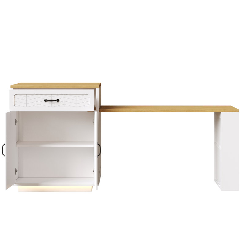 Wood Kitchen Island, White