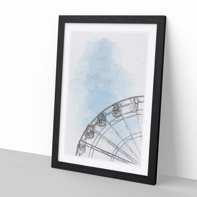 Pretty Ferris Wheel in Abstract - Picture Frame Graphic Art Print, 60cm H x 40cm W x 2cm D, Black