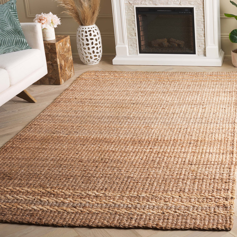 Vernal Natural Fiber Flat Weave Jute Pile Striped Rug, Rectangle 8' x 10'
