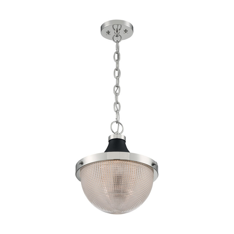 Layla 1-Light Dimmable Metal Pendant, Polished Nickel, 14.13" H x 12.63" W x 12.63" D