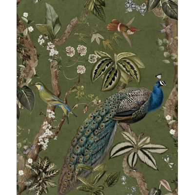 Papier peint double rouleau Botanical Climbing Peacock & Climbing Florals