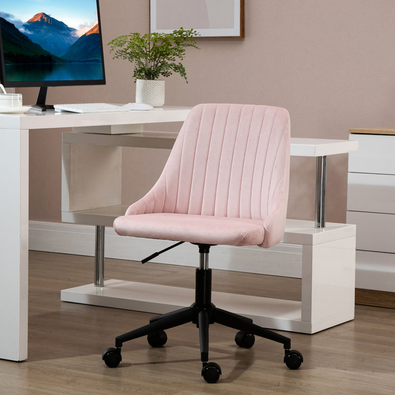 Chaise de bureau à dossier moyen en rose. Bureau en velours pivotant à 360 °, hauteur réglable de 30,25 à 34,25 po, siège rembourré en éponge confortable, conception moderne pour la maison et le bureau, capacité de charge maximale de 264 lb. Assemblage