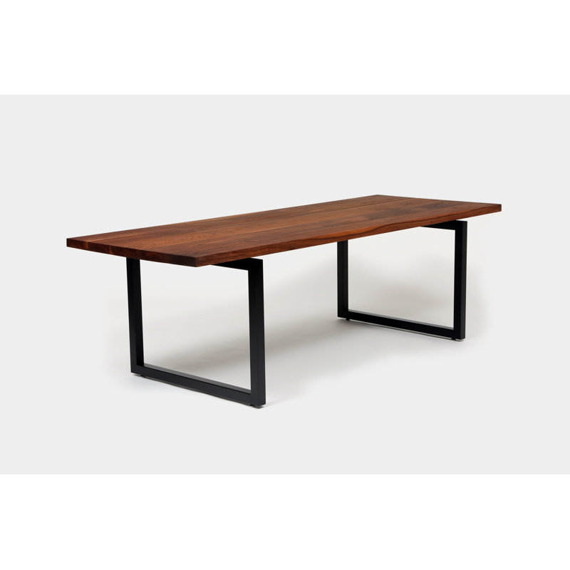 Gax Walnut Wood Dining Table, 36" W x 96" L, Polished Stainless Steel