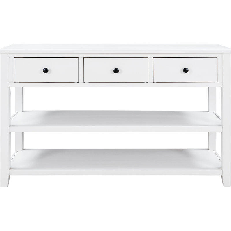 Cabras Console Table with Two Open Shelves, storage credenza, sideboards and buffets, Antique White, Antique White