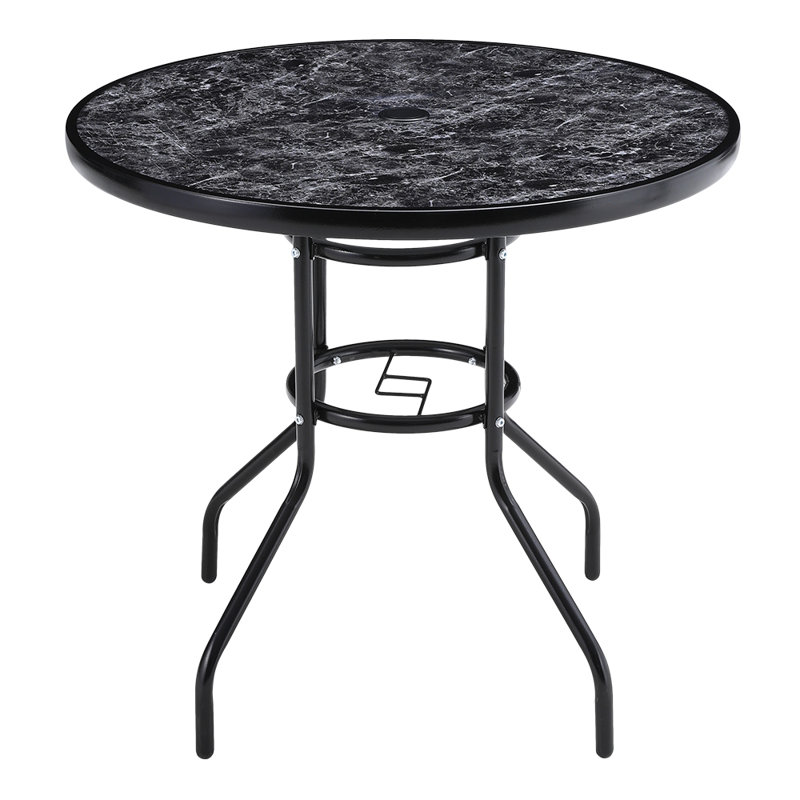 Acord 4 - Person 80cm L Garden Tempered Glass Black Marble Outdoor Coffee Table