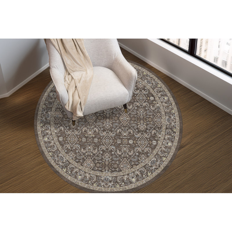 ANCIENT GARDEN 7.10 RD 57276-3235 DARK BROWN/BEIGE/BLUE, Round 7'10"
