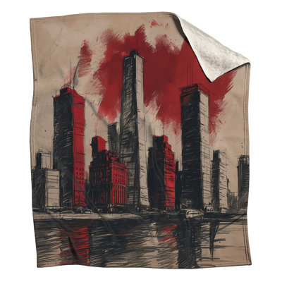 Red Skyscraper Skyline Blankets