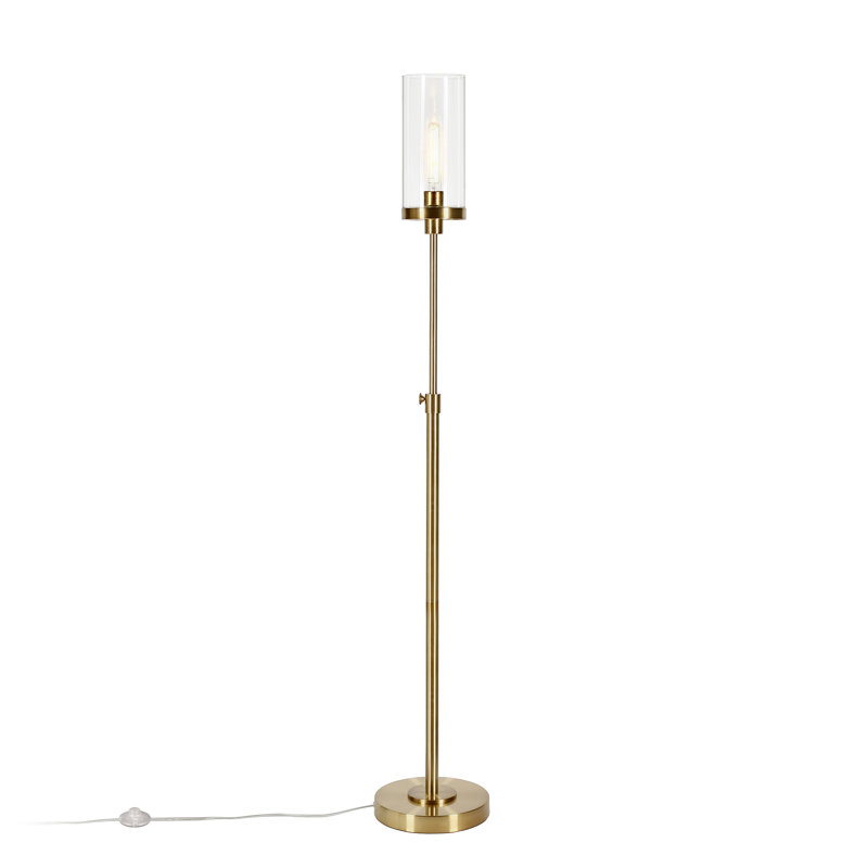 Frieda 54.5'' Torchiere Floor Lamp, Clear, Brass