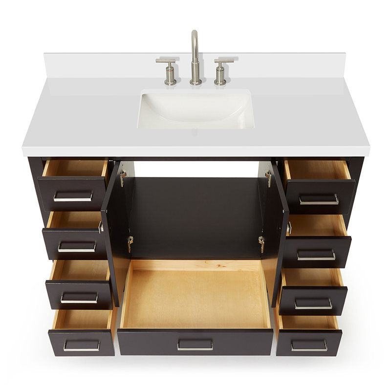 Ensemble de meuble-lavabo simple 48 po Cambridge, Rectangular, Espresso
